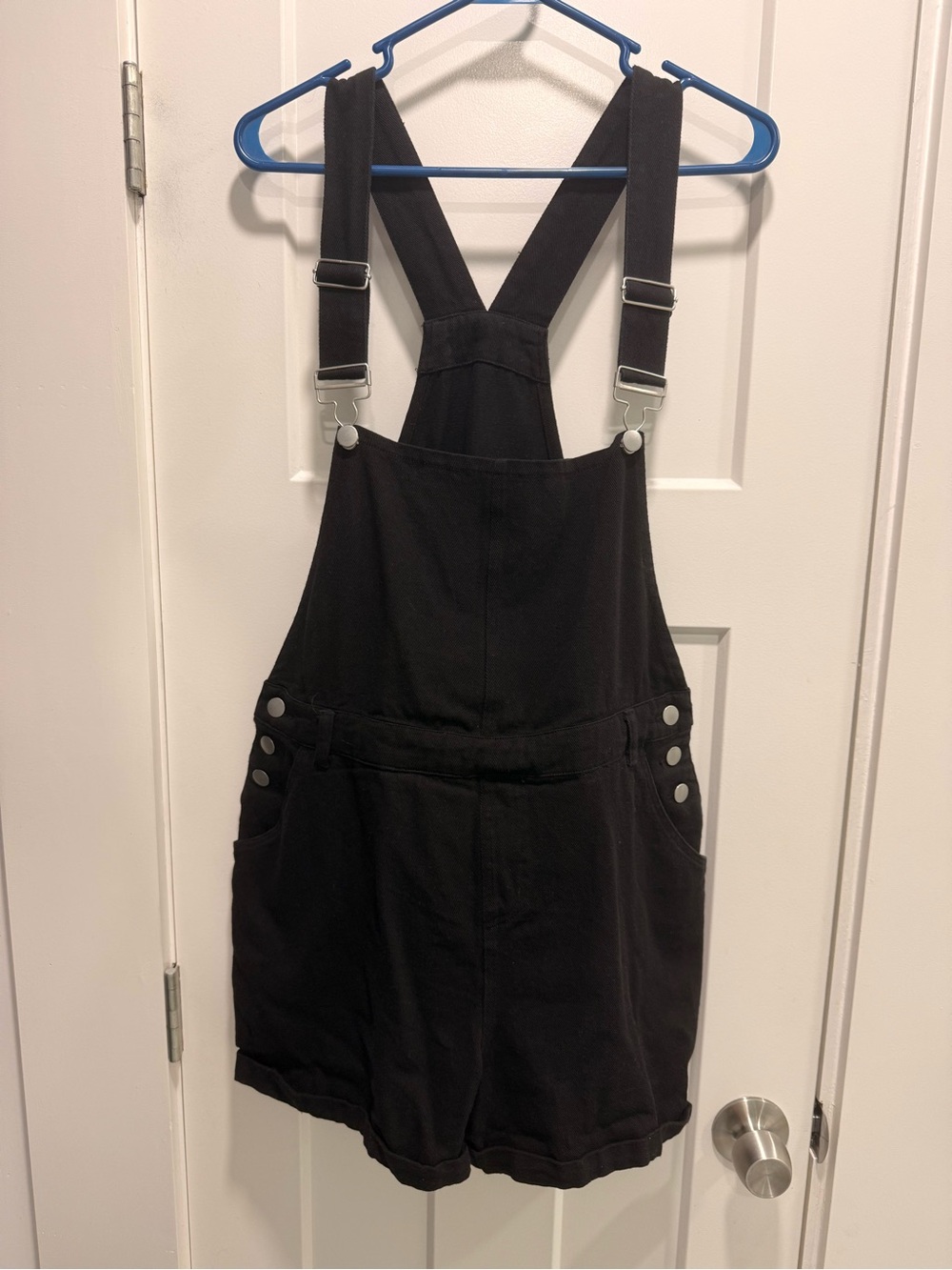 HYFVE Black Short Denim Overalls with Front Pocket